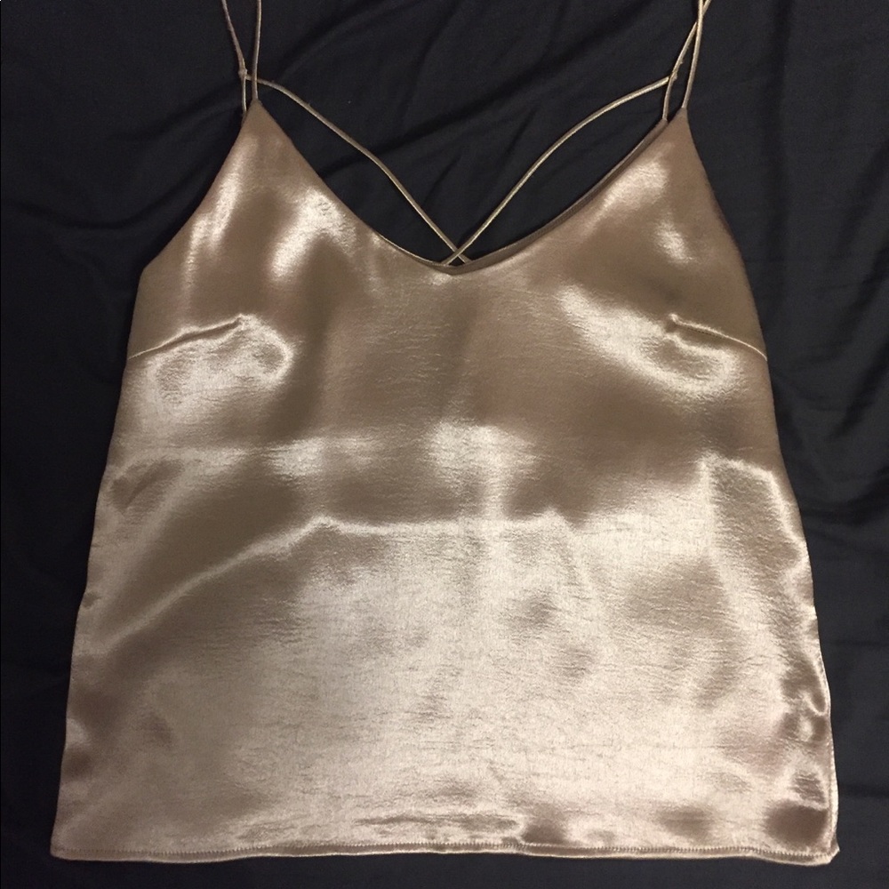Nude silk tank top